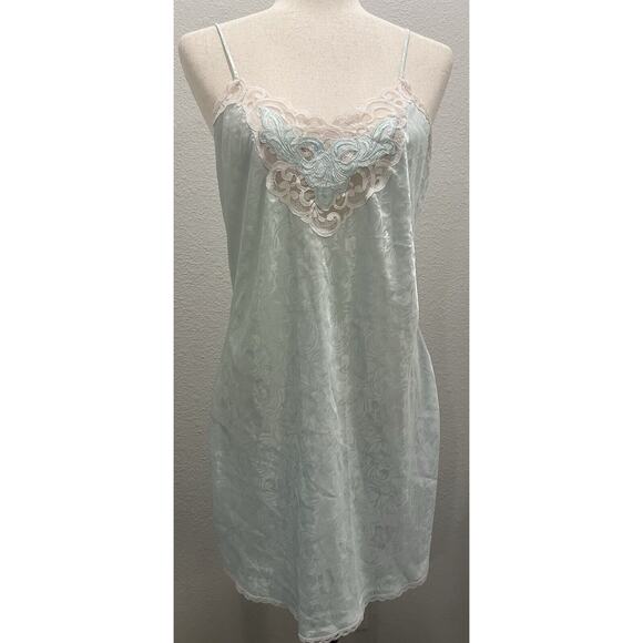Vintage 1980's Val Mode Negligée Baby Blue with White Lace Vintage Size M - Picture 5 of 10